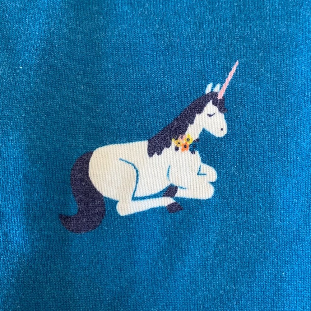 HANNA ANDERSSON Zip Unicorn Pajamas 18-24 80cm Organic Cotton Footed Sleeper PJs - Picture 6 of 8